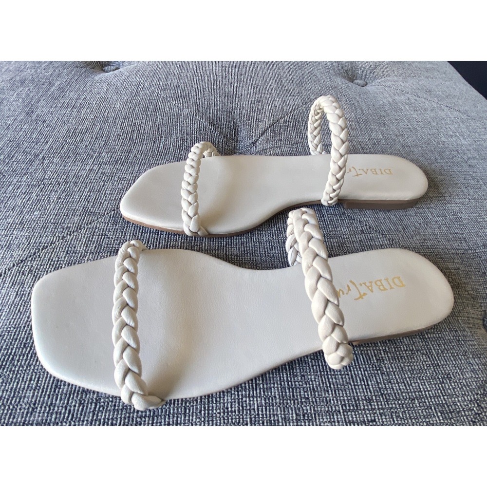 Diba True Jo Vial Leather Braided Sandal in Off White, Size 8. New without box